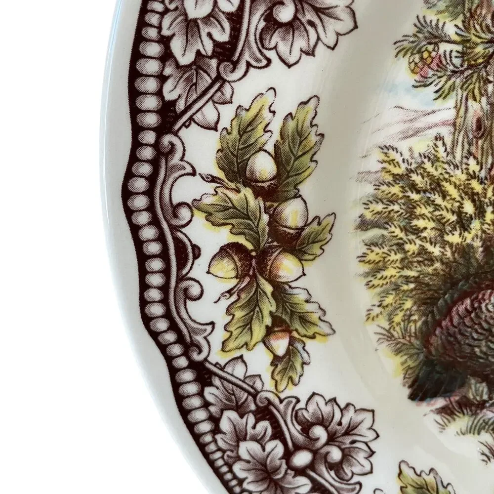 Royal Stafford Thanksgiving Pheasant Salad Plates 8.5in Set of 4 Acorn Trim Fall